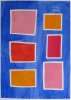 Barbara Bütikofer: Rote Quadrate in Blau, 42 x 30 cm, (SH)